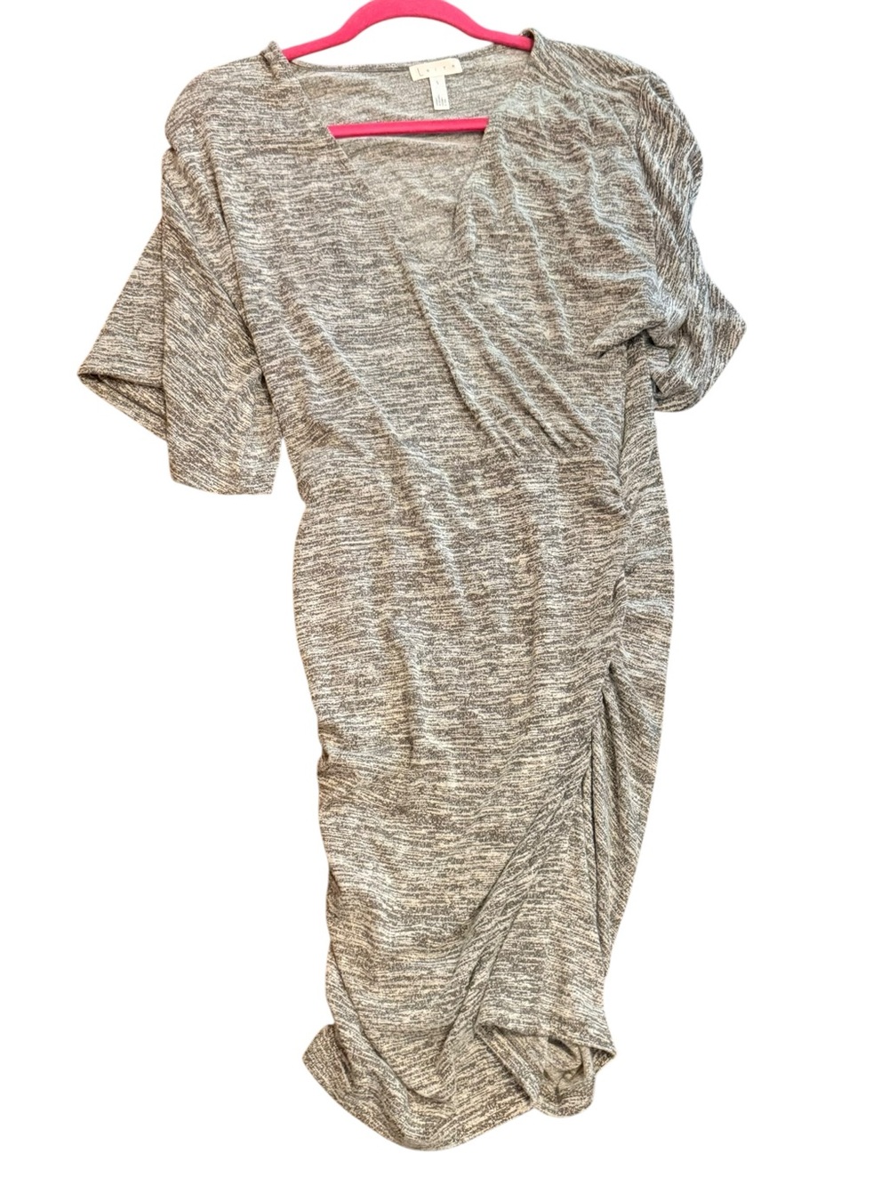 Leith Dress Heather Gray Women's Twist Ruched Dress with Stretch Size Small